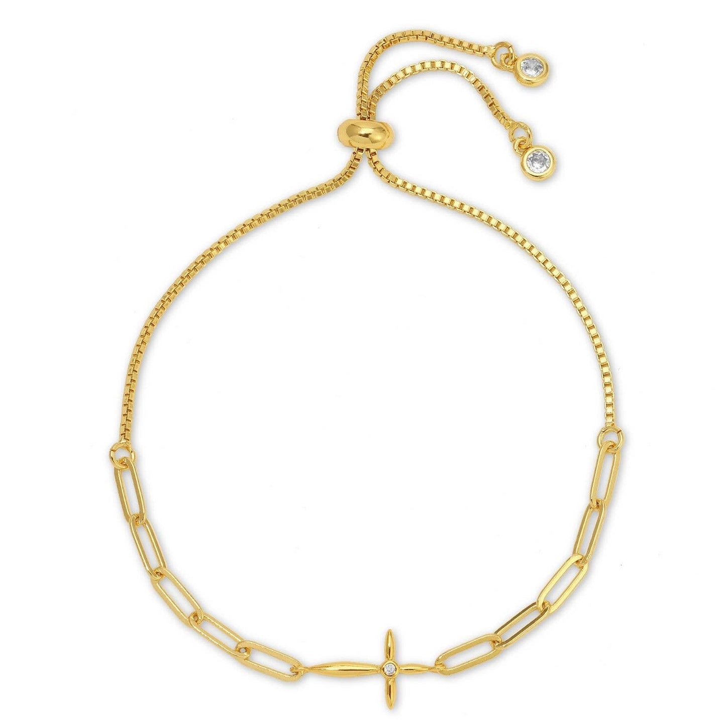 Splendid Iris - Delicate Cross Pulley Bracelet: Gold