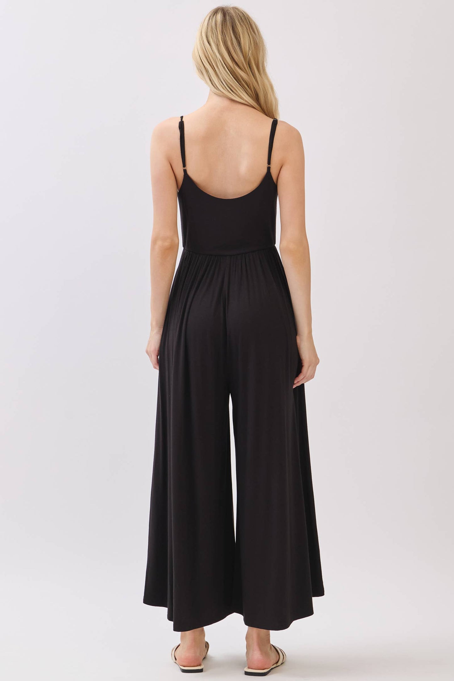 Final Touch - Flare Wide Leg Jumpsuit W/ Adjustable Strap - VJU60179: Nutshell / L