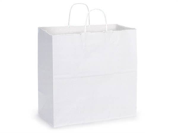 Nashville Wraps - White Kraft Retail Paper Shopping Bags: 100 Pack / Junior 8x5x8"