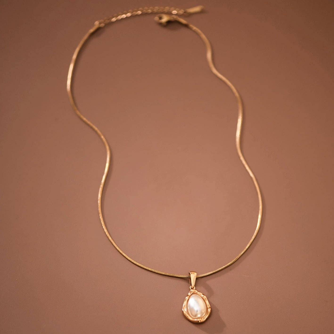18K Gold PVD Plated Stainless Steel Minimal Pearl Necklace