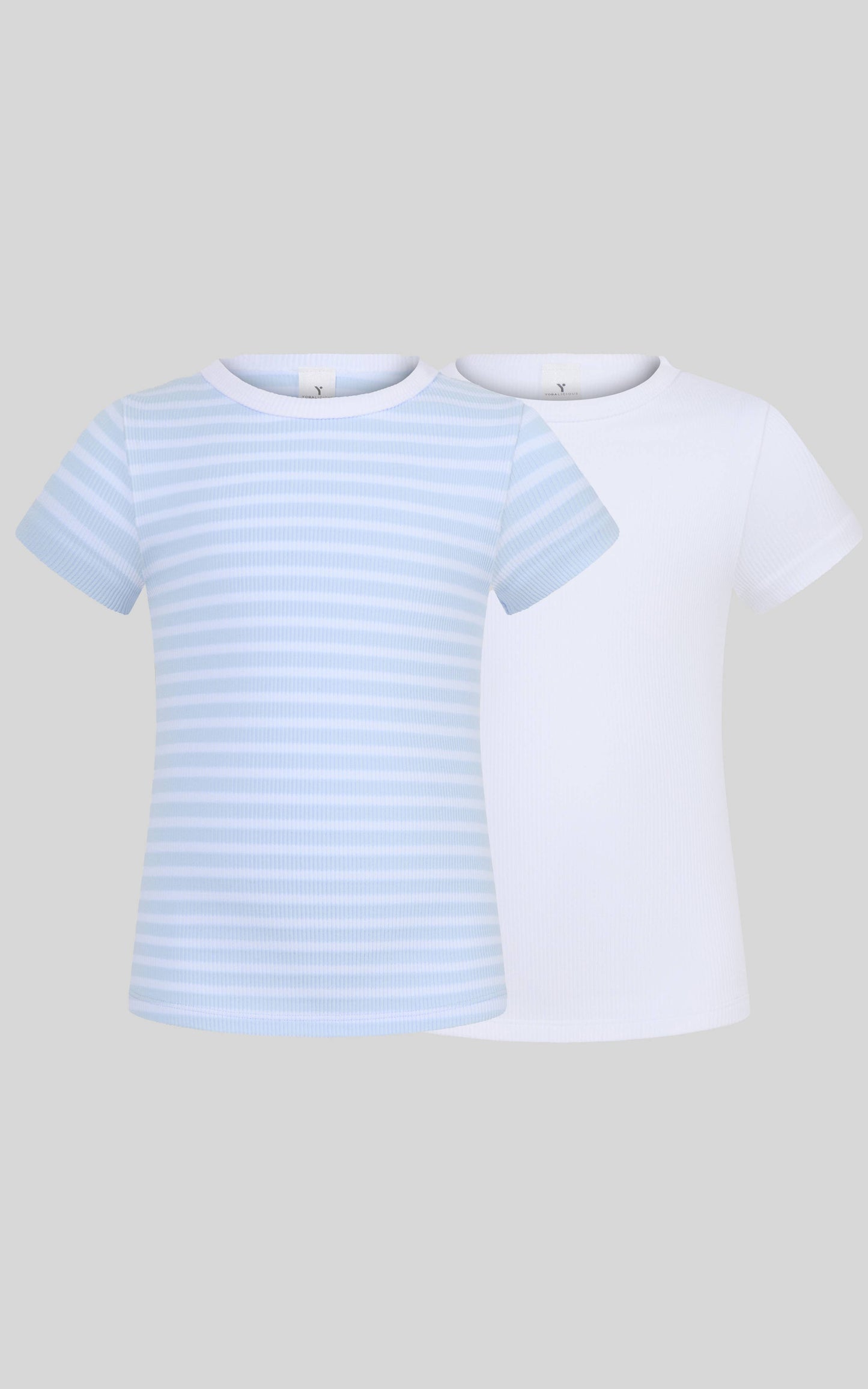 Girls Rib Seamless Stripe Short Sleeve Tee