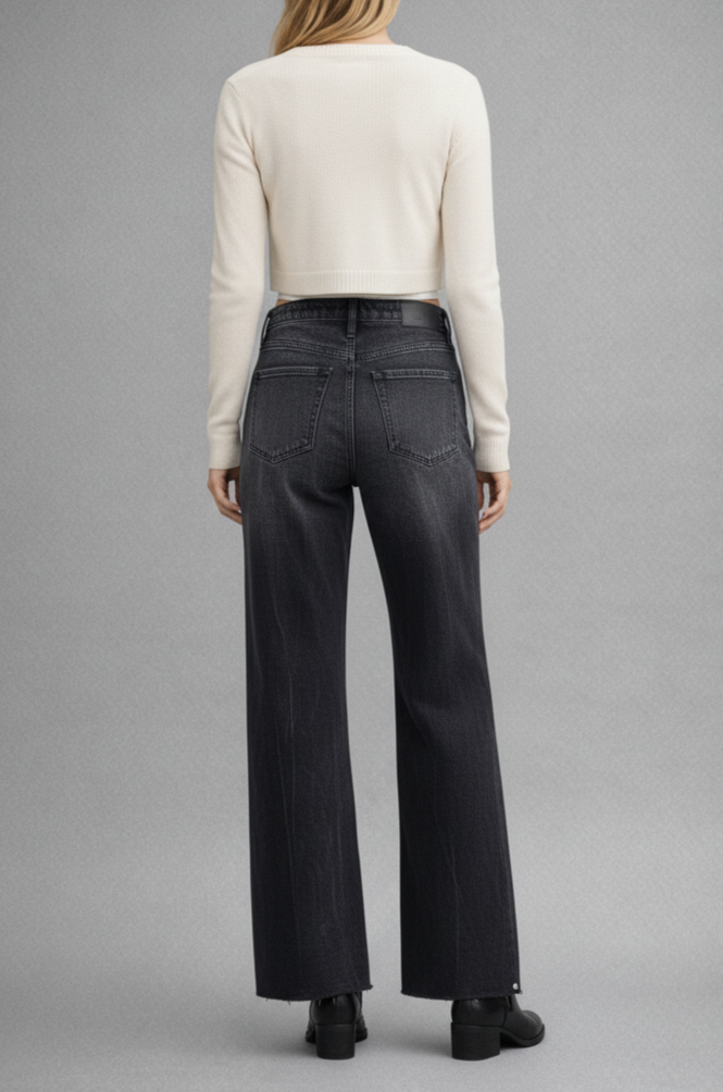 INSEAM TRANSFORM TUMMY CONTROL HIGH RISE A-LINE WIDE JEANS