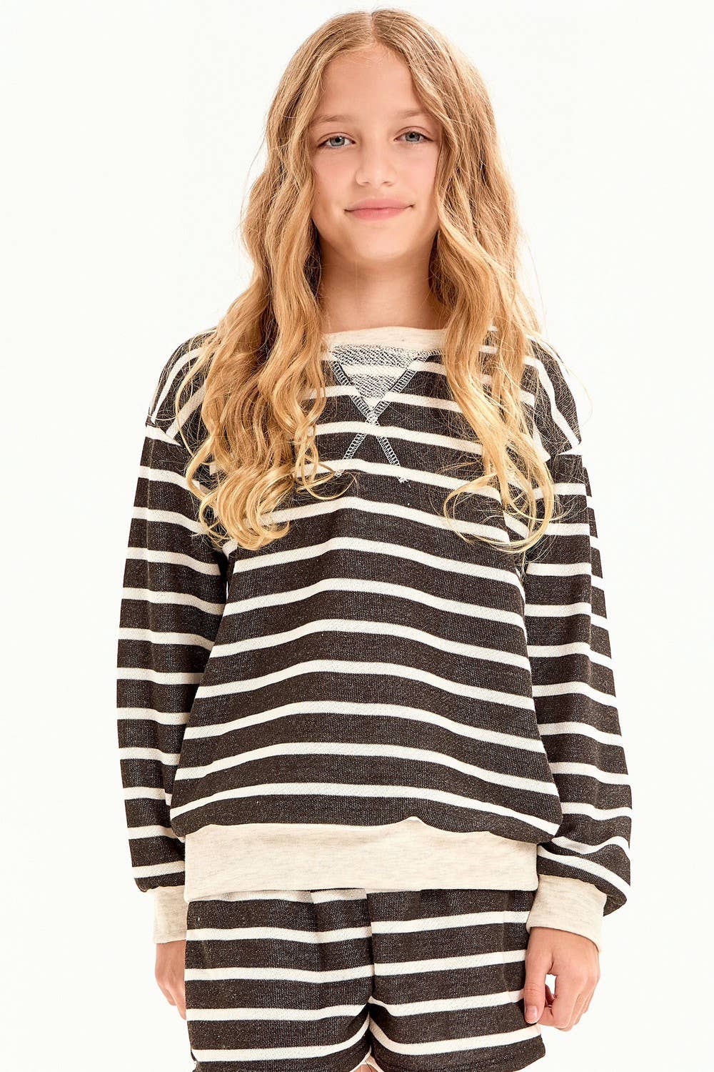 Stripe French Terry Sweatshirt: Black