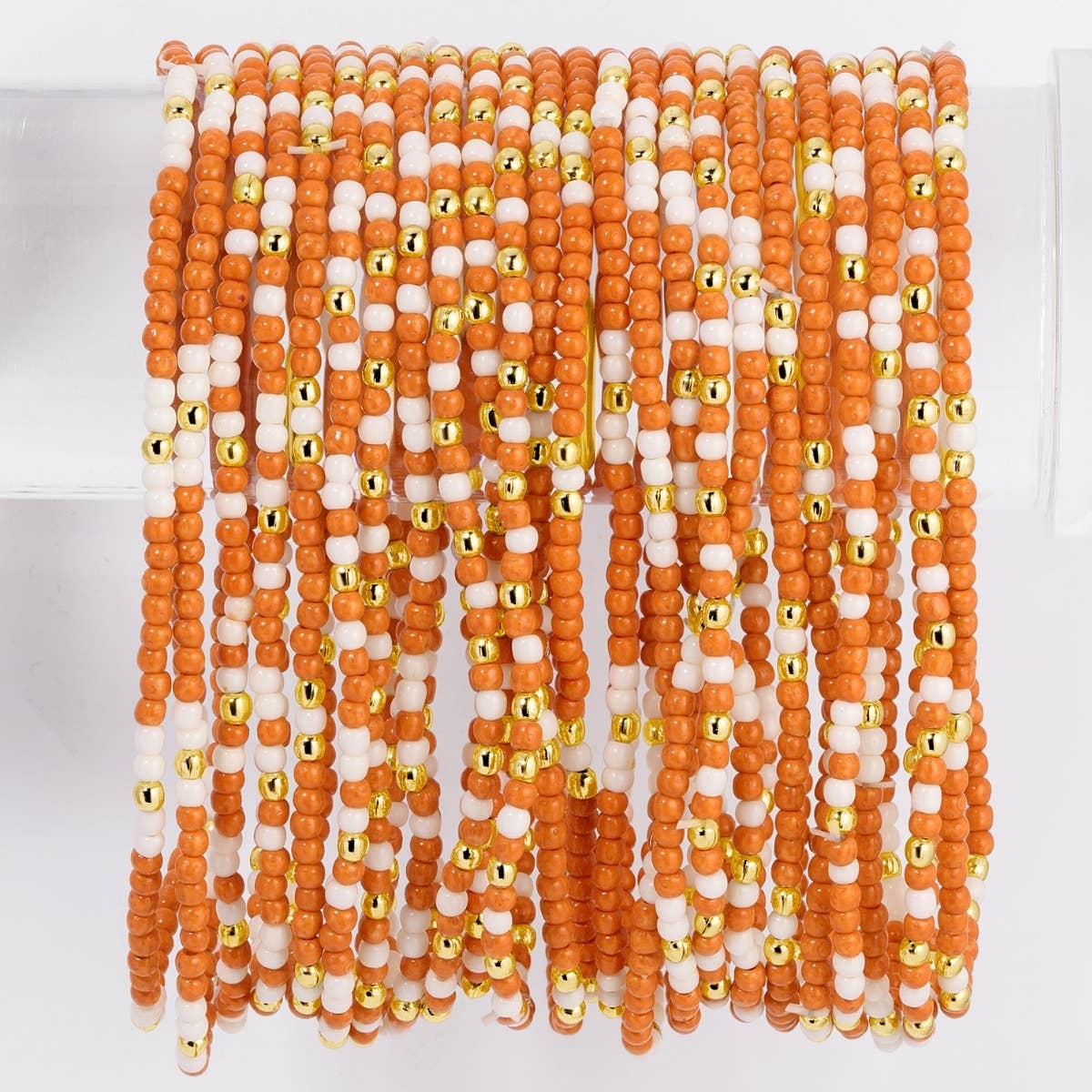Splendid Iris - Stretch Seed Bead GAME DAY Bracelets: Black/Orange