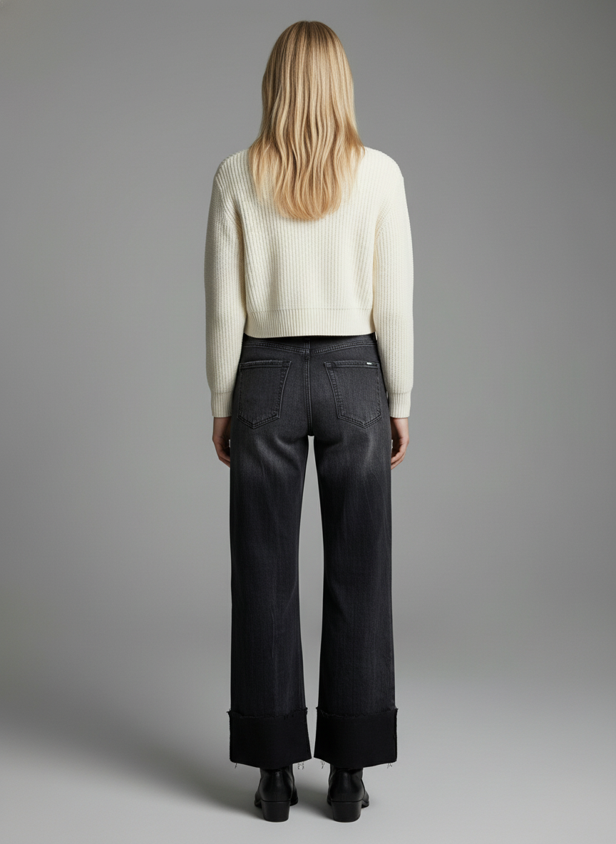 INSEAM TRANSFORM TUMMY CONTROL HIGH RISE A-LINE WIDE JEANS