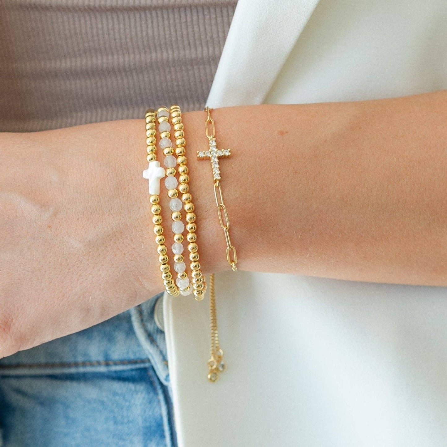 Splendid Iris - Cross Pulley Bracelet: Gold