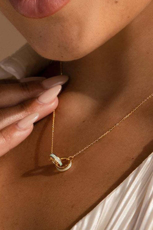 18K Gold Plated Stainless Steel Dainty Chain Necklace with Interlocking Circles