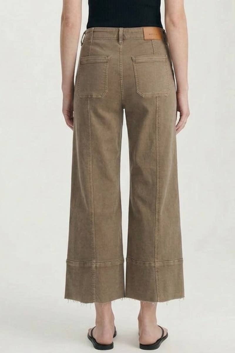 ARTEMIS VINTAGE - TUMMY CONTROL HIGH RISE SLIM CROP PALAZZO JEANS: TAUPE / 3 (25)