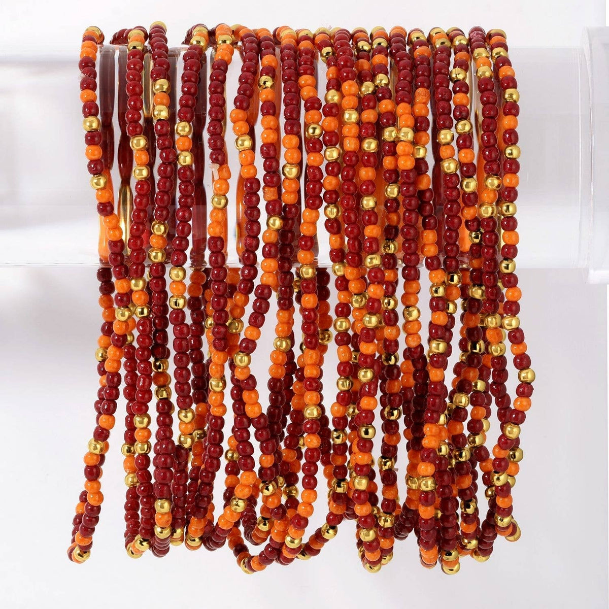 Splendid Iris - Stretch Seed Bead GAME DAY Bracelets: Black/Orange
