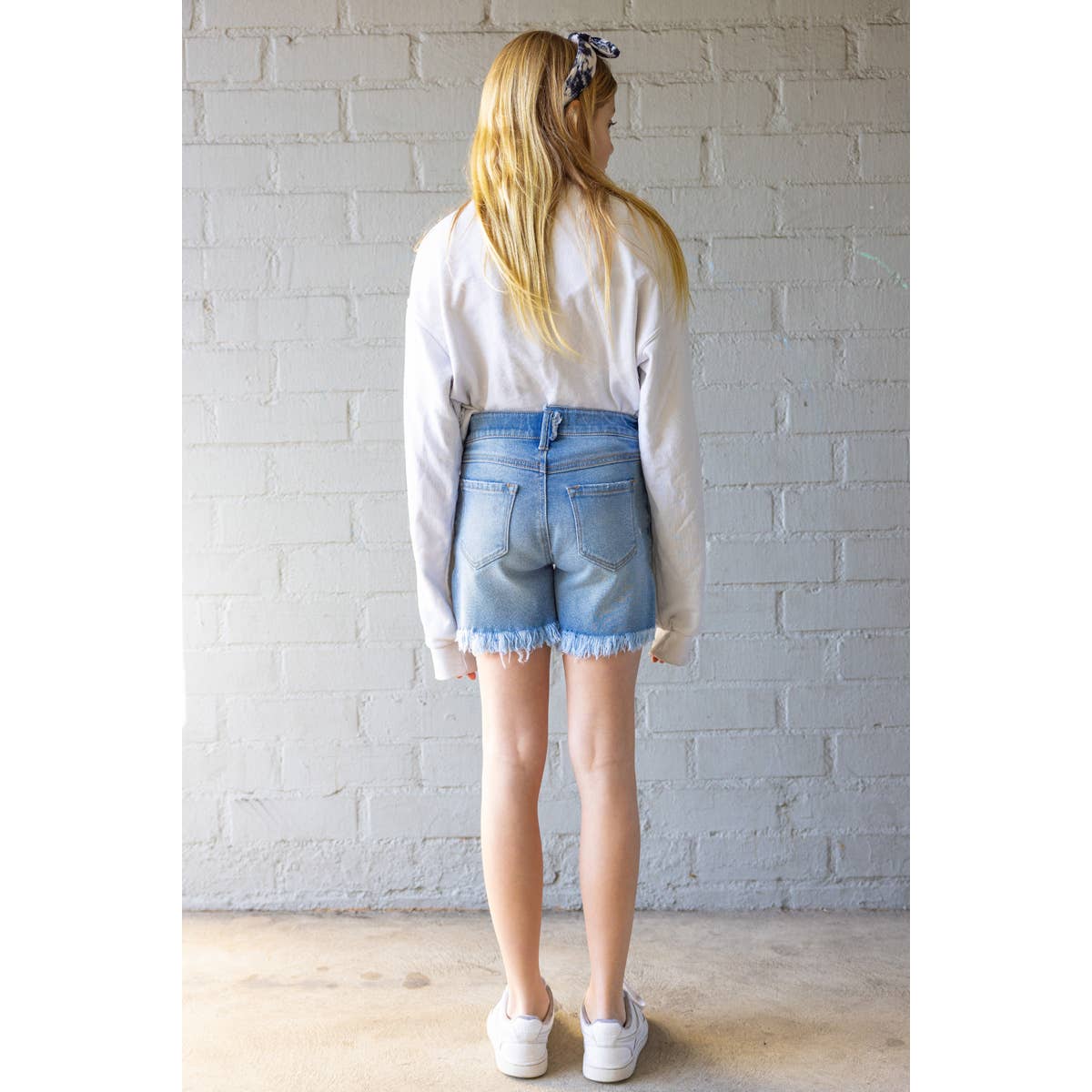 Drip Paint Denim Shorts - Girls