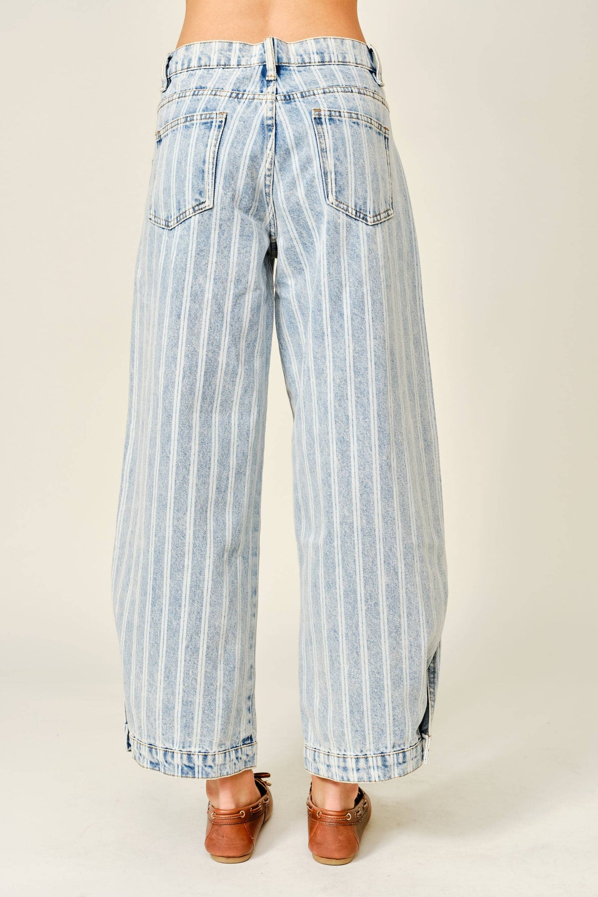 Aaron & Amber - AJP5469D STRIPED DENIM BALLOON WASHED JEANS: STRIPE DENIM / S-M-L (2-2-2)