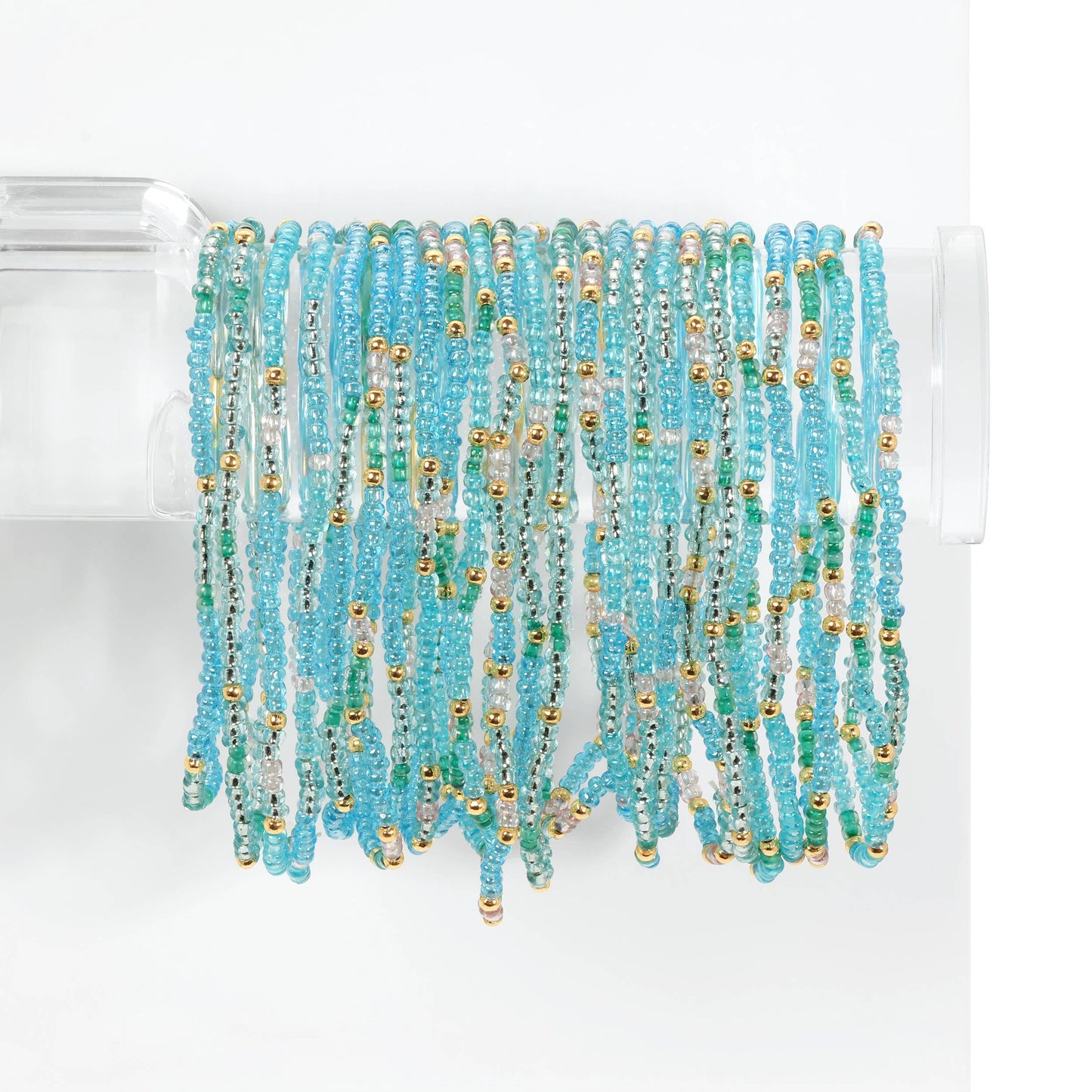 “Seaglass" Vibes 2mm Assorted Stretch Bracelets: Blue