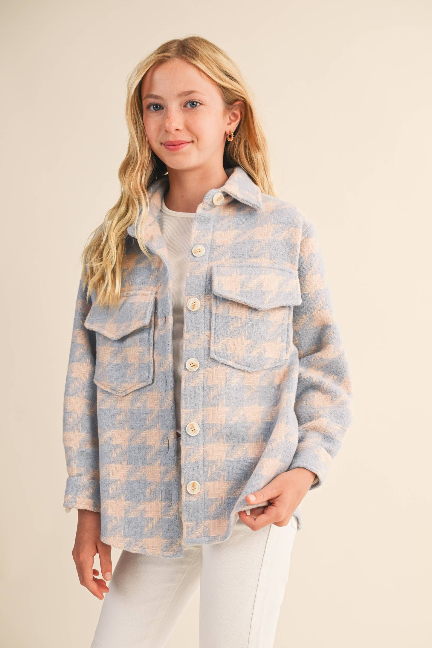 Girls Houndstooth Shacket