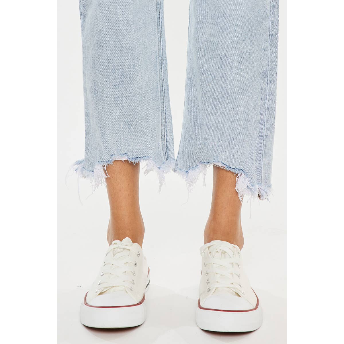 Acid Wash Frayed Hem Denim