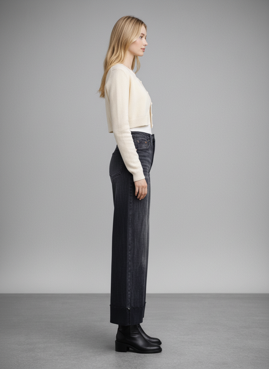 INSEAM TRANSFORM TUMMY CONTROL HIGH RISE A-LINE WIDE JEANS