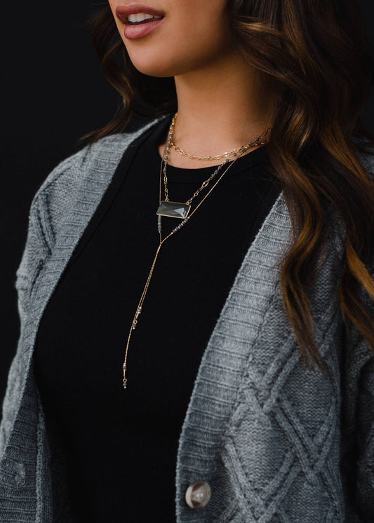 Gold Triple Layer Lariat Necklace