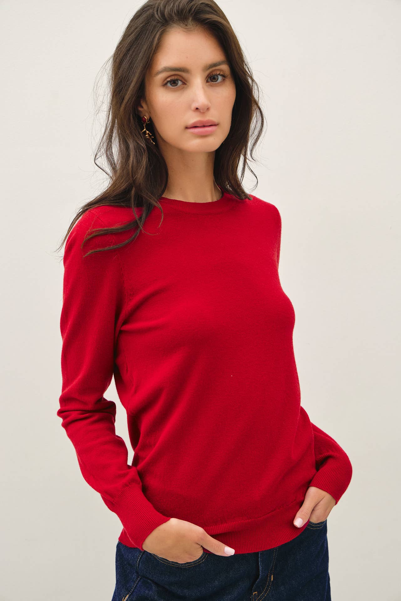 Be Cool - NEW COLOR-VISCOSE CREW NECK SOFT KNIT SWEATER : PURPLE / L