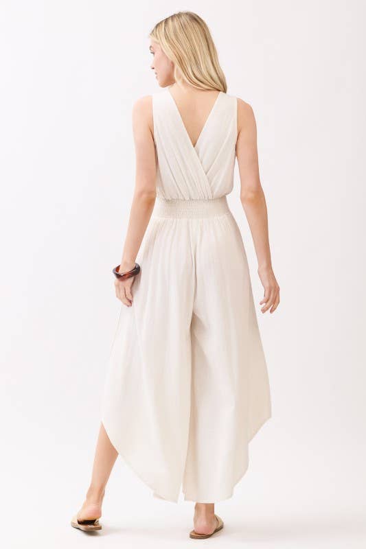 Final Touch - Solid V-Neck Surplice Sleeveless Jumpsuit - VNJU60256A4: Vintage Olive / S
