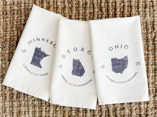 State Badge and Motto - Custom Cotton Tea Towel: Wisconsin