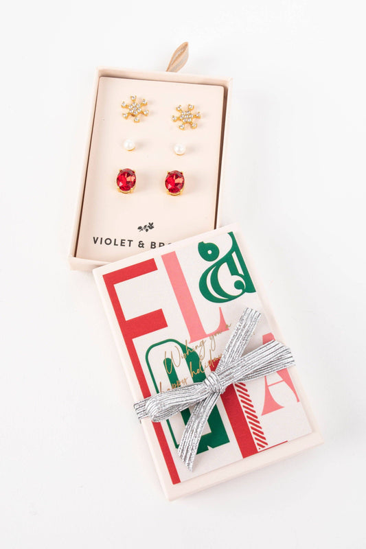 Clara Boxed Holiday Earrings: Ruby