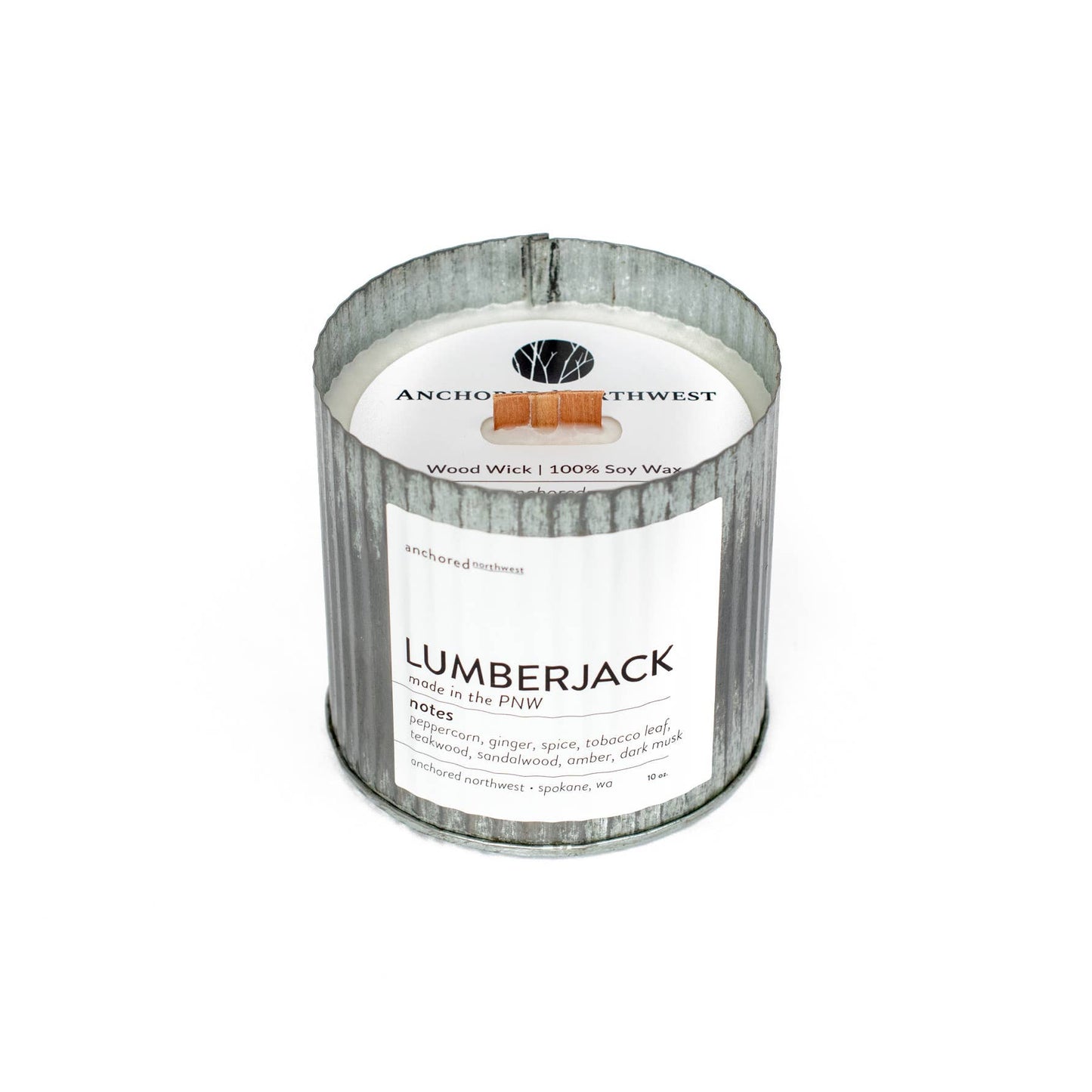 Lumberjack Wood Wick Rustic Farmhouse Soy Candle: 10oz