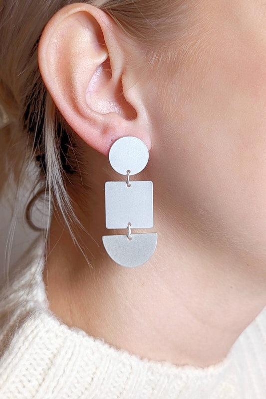 Cassia Earrings: Matte Silver