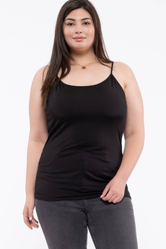 Plus Solid Cami: Black