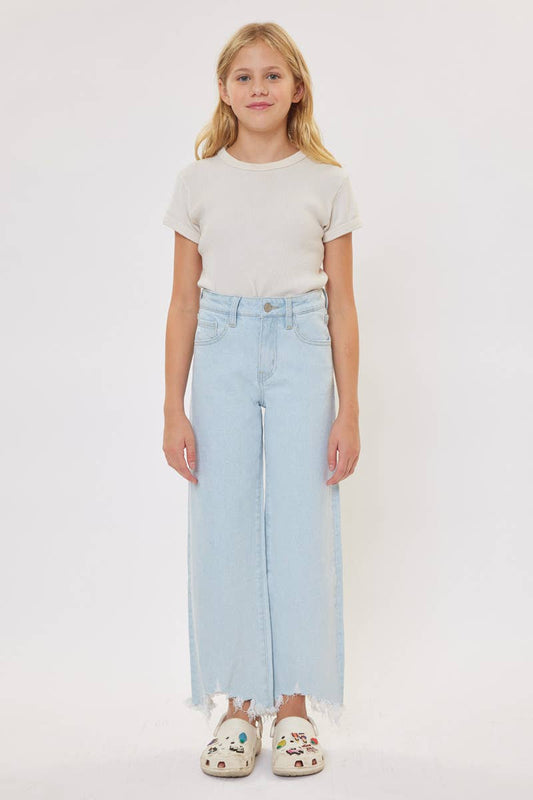 High Rise Frayed Hem Denim - Girls