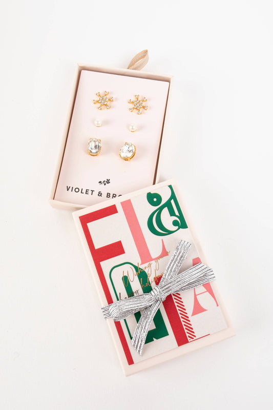 Clara Boxed Holiday Earrings: Clear