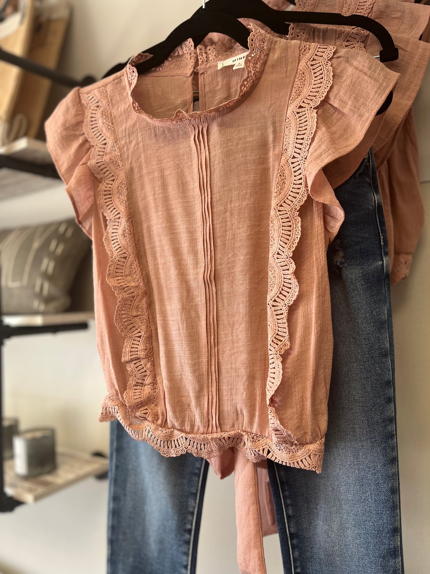 Peachy Lace Tie Top